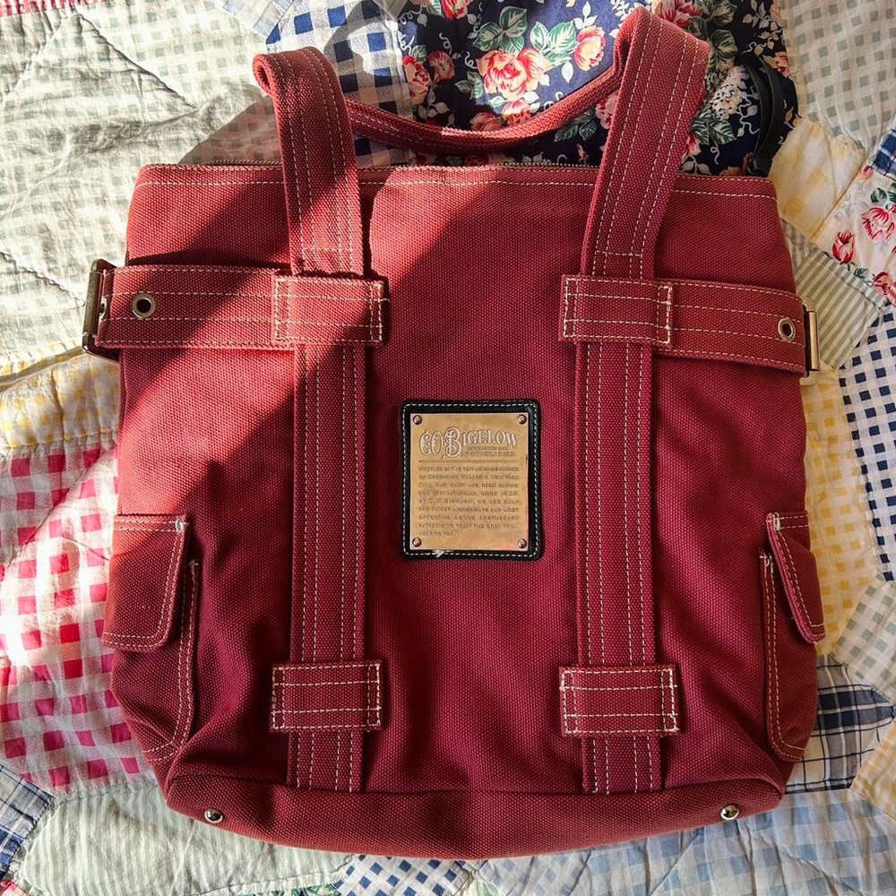 Big Red Canvas Tote with Front Patch